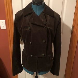 Talbots dark olive military style velvet jacket small
